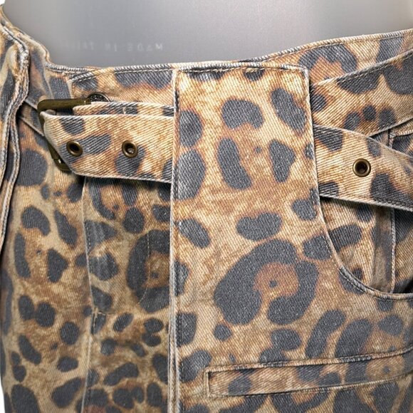 Ser.O.Ya Lia Leopard Mini Skirt Size 23 NWT 100% Cotton Belted - Picture 7 of 7